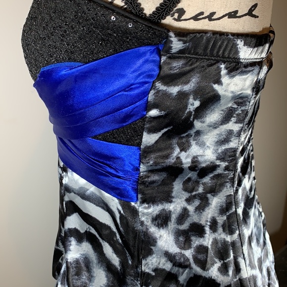 Deb Strapless Homecoming Cocktail Dress Animal print Satin, Sequined - Picture 10 of 14